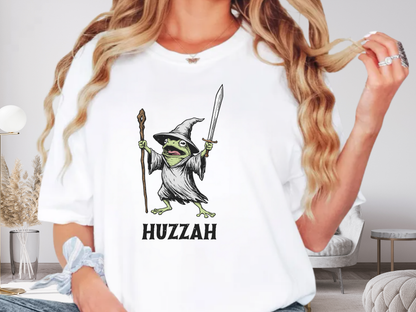 Huzzah Wizard Frog T-Shirt Vintage Fantasy Graphic Comfort Colors 1717 Heavyweight Tee