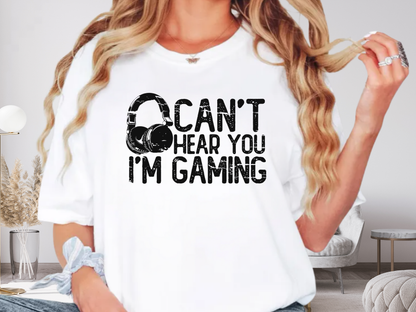 Can’t Hear You I’m Gaming T-Shirt – Gamer Headset Graphic | Comfort Colors 1717 Unisex Tee