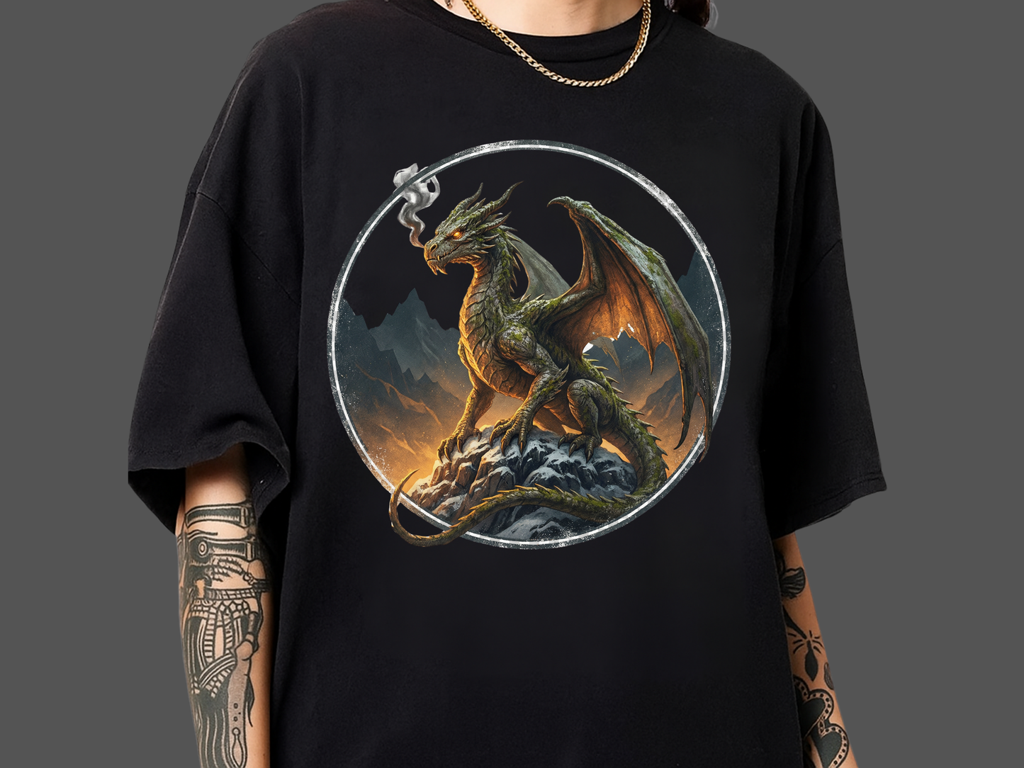 Epic Dragon Fantasy T-Shirt - Realistic RPG Graphic Tee