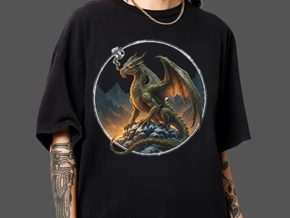Epic Dragon Fantasy T-Shirt - Realistic RPG Graphic Tee