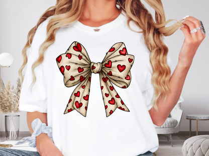 Comfort Colors® Valentine Coquette Bow Hearts Graphic T-Shirt