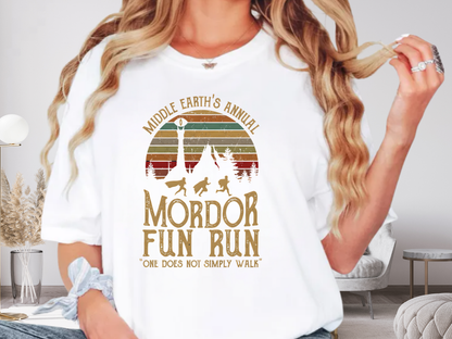 Mordor Fun Run Vintage T-Shirt - "One Does Not Simply Walk" Funny Fantasy Running Tee