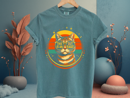 This Is An Outrage Funny Cat T-Shirt | Retro Tabby with Glasses | Comfort Colors 1717 Vintage Tee