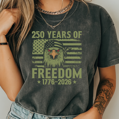 250 Years Of Freedom Tough Eagle T-Shirt | 1776-2026 Patriotic Bandana Graphic | Comfort Colors 1717 Tee