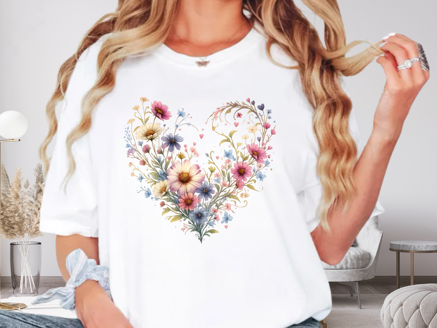 Wildflower Heart Botanical T-Shirt | Vintage Cottagecore Floral Graphic | Comfort Colors 1717 Tee