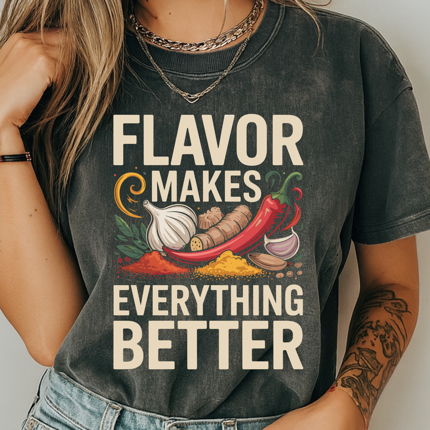 Flavor Makes Everything Better Cooking T-Shirt Chef Gift Spice Graphic Comfort Colors 1717 Tee