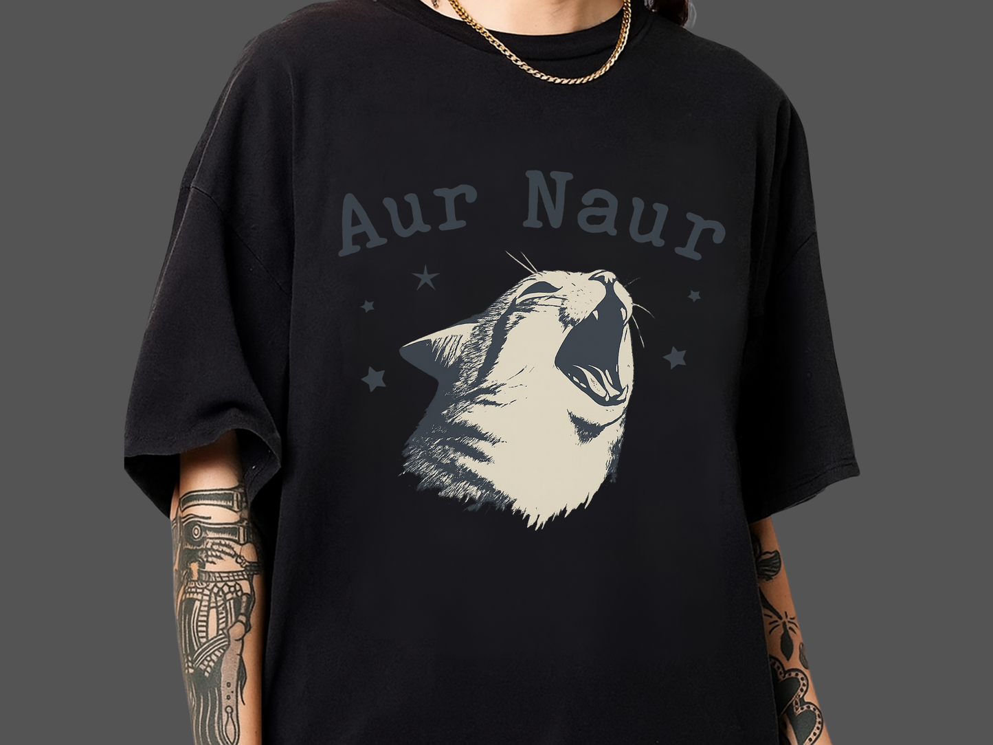 Aur Naur Funny Cat Meme T-Shirt | Screaming Cat Australian Accent | Comfort Colors 1717 Viral Tee