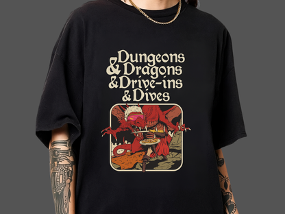 Dungeons and Dragons and Drive Ins and Dives T-Shirt Funny Guy Fieri RPG Mashup Graphic Comfort Colors 1717 Tee