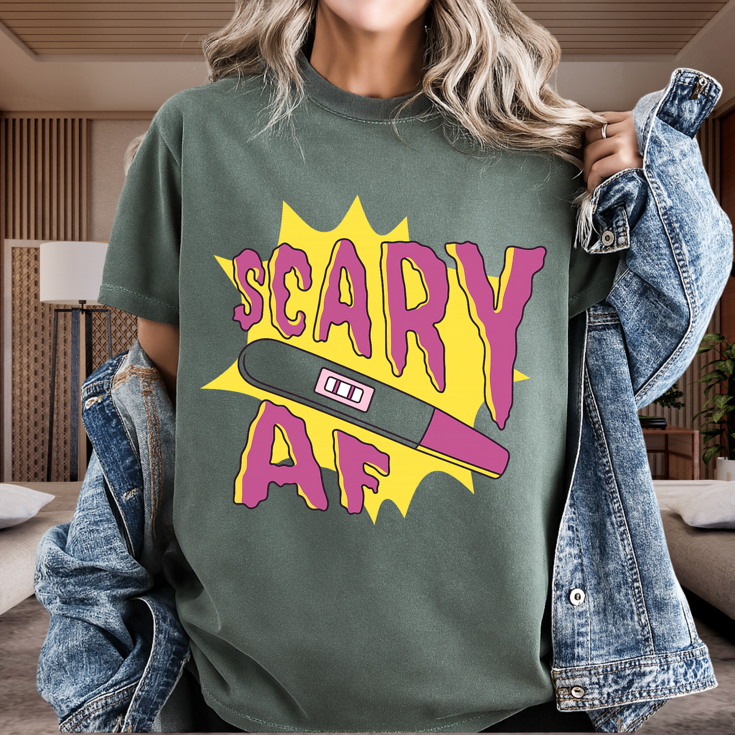 Scary AF Pregnancy Test T-Shirt - Funny Graphic Tee