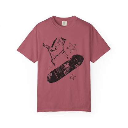 Skate Cat Graphic T-Shirt – Grunge Punk Illustration | Comfort Colors 1717 Unisex Tee