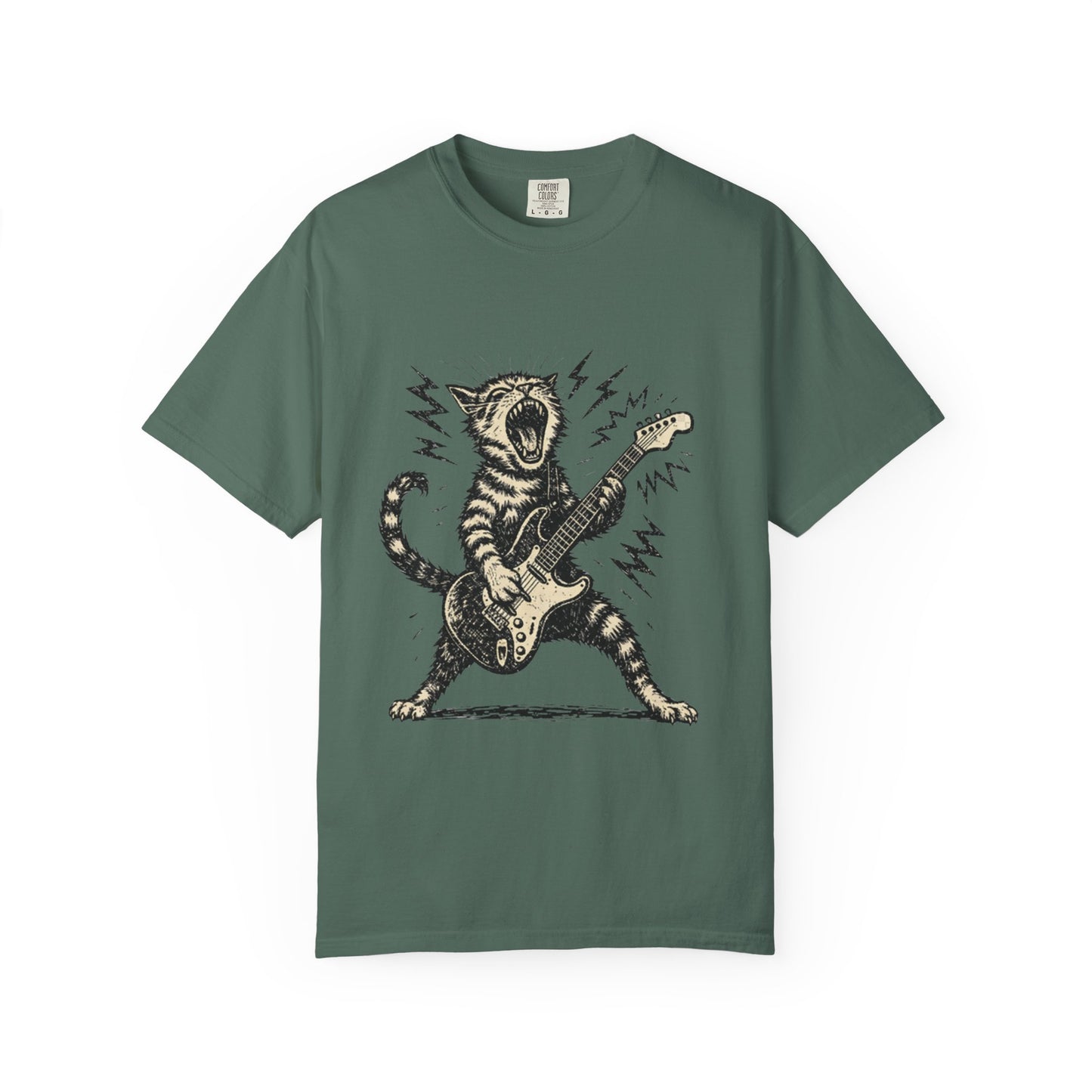 Rock Guitar Cat T-Shirt – Punk Rock Cat Graphic | Comfort Colors 1717