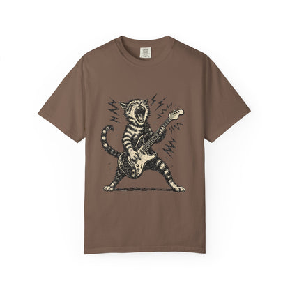 Rock Guitar Cat T-Shirt – Punk Rock Cat Graphic | Comfort Colors 1717