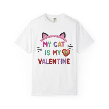 My Cat Is My Valentine Comfort Colors 1717 Crochet Style T-Shirt