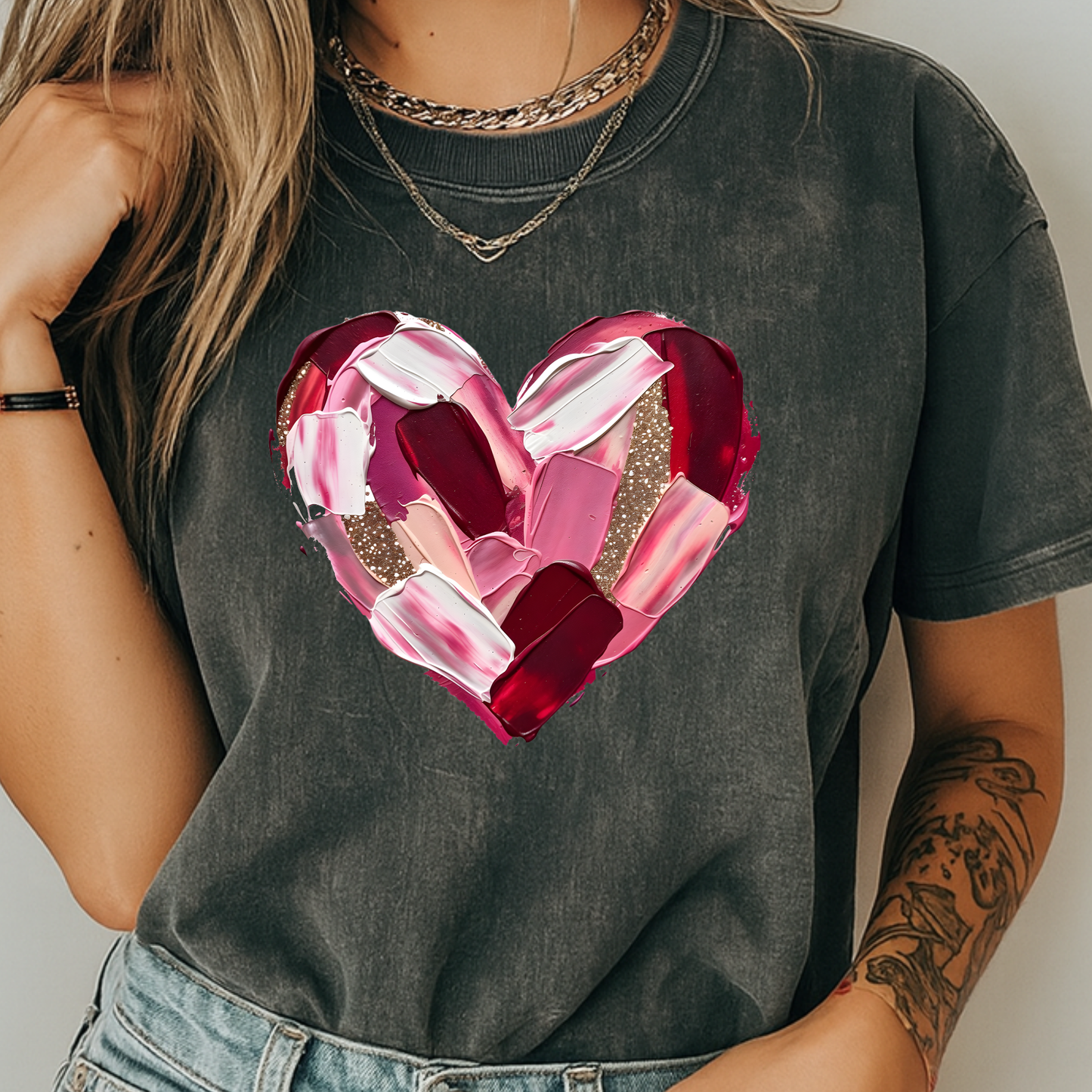 Comfort Colors® Abstract Painted Heart Valentine Graphic T-Shirt