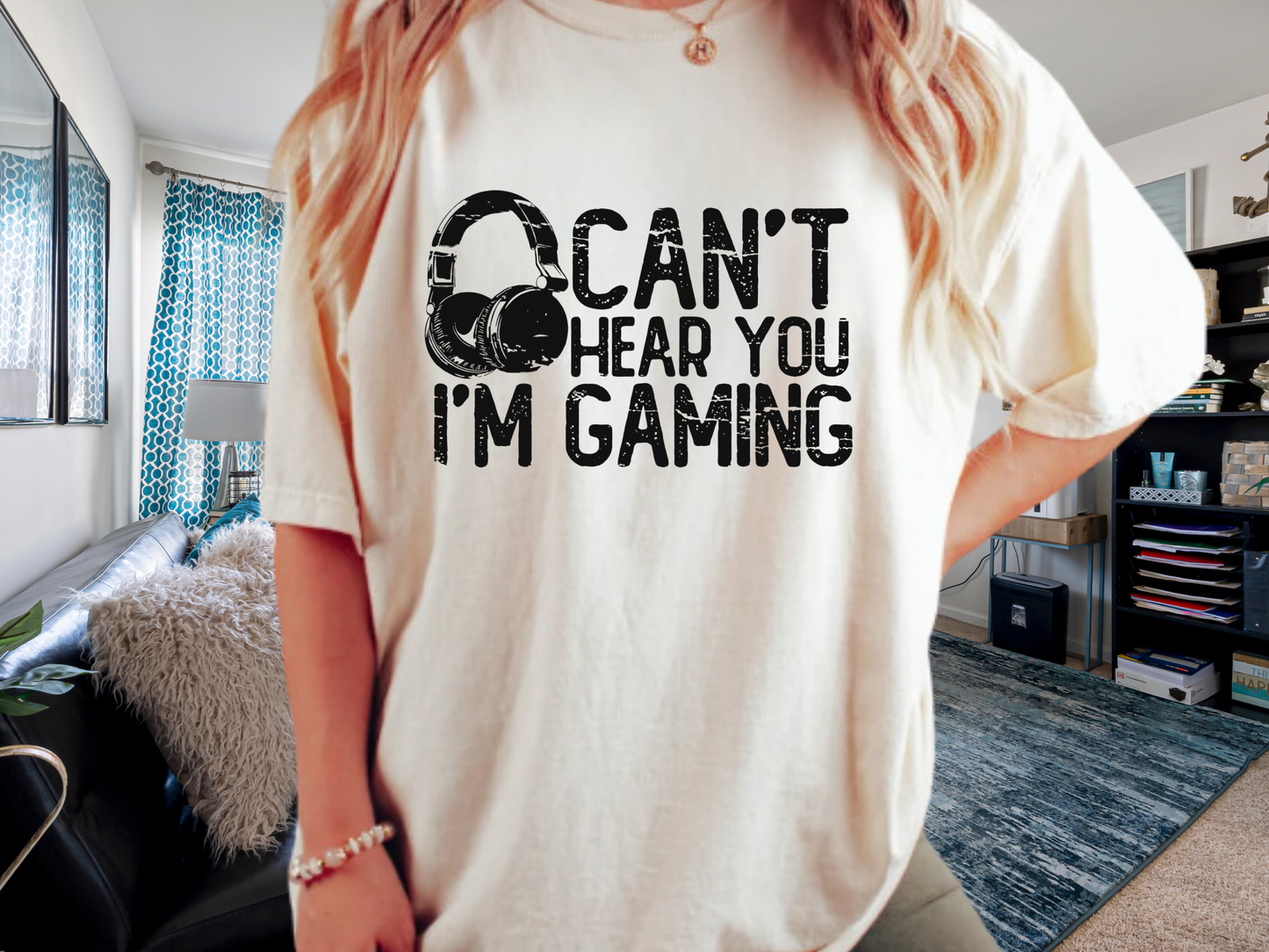 Can’t Hear You I’m Gaming T-Shirt – Gamer Headset Graphic | Comfort Colors 1717 Unisex Tee
