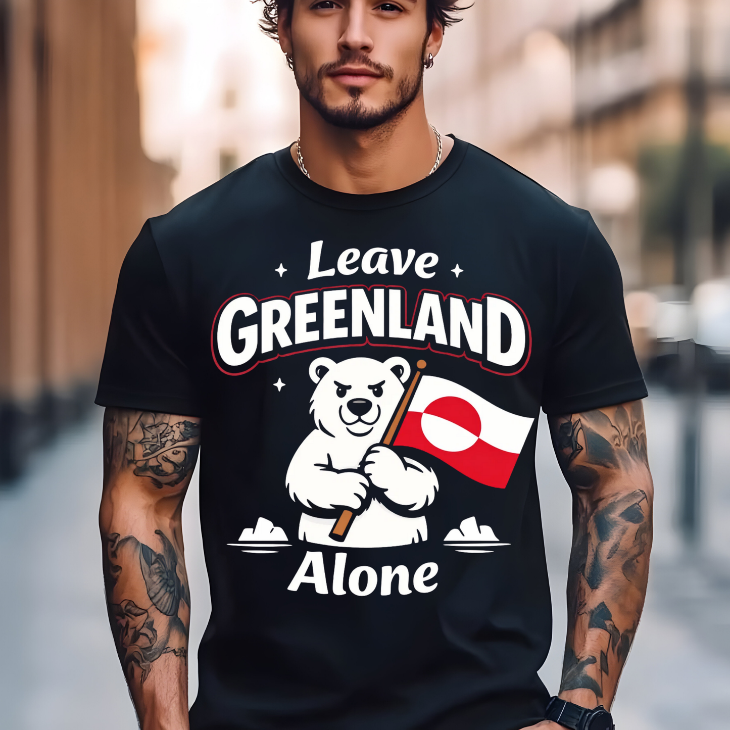 Leave Greenland Alone T-Shirt Polar Bear Flag Graphic Comfort Colors 1717 Arctic Tee