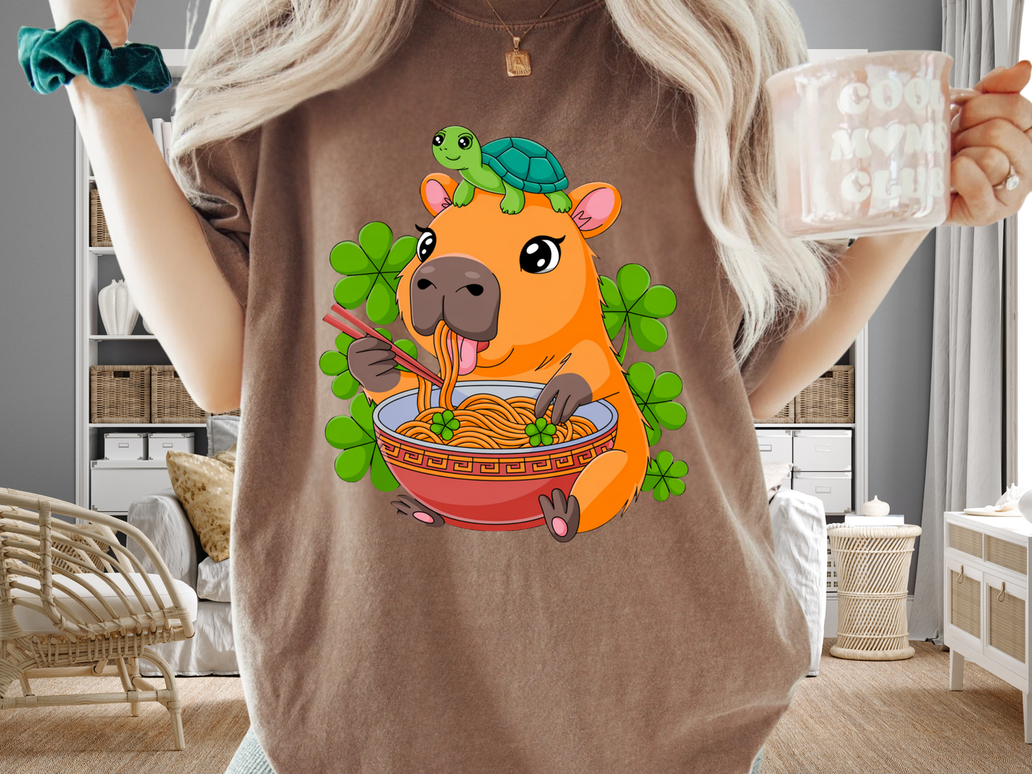 Lucky Capybara Ramen T-Shirt St Patricks Day Turtle Graphic Comfort Colors 1717 Tee