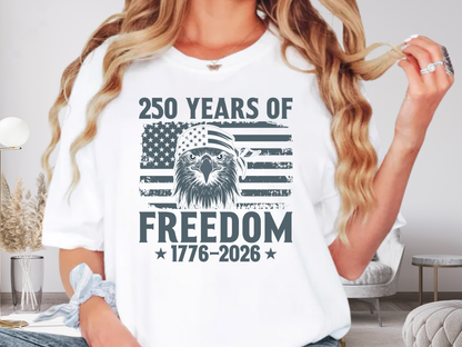 250 Years Of Freedom Tough Eagle T-Shirt | 1776-2026 Patriotic Bandana Graphic | Comfort Colors 1717 Tee