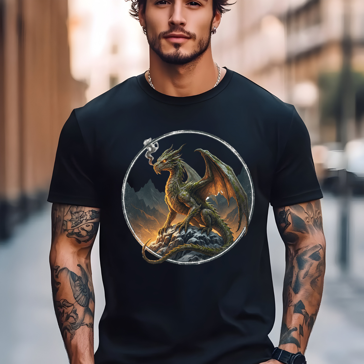 Epic Dragon Fantasy T-Shirt - Realistic RPG Graphic Tee