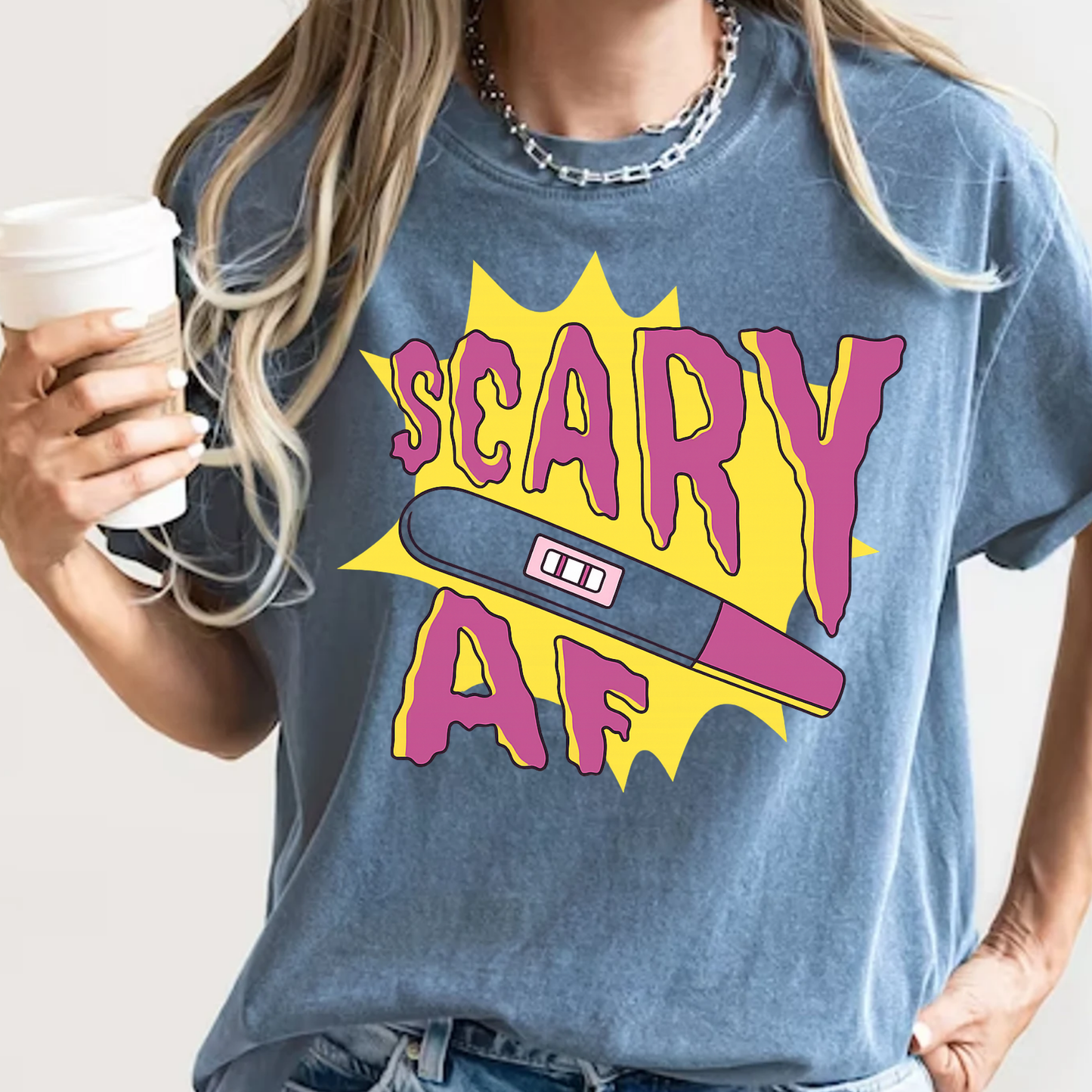 Scary AF Pregnancy Test T-Shirt - Funny Graphic Tee