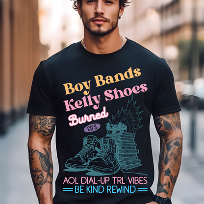 90s Nostalgia T-Shirt Boy Bands Burned CDs Graphic Comfort Colors 1717 Millennial Tee