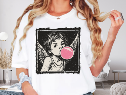 Retro 'Bubblegum Angel' Cherub T-Shirt | Grunge Coquette Aesthetic Tee | Comfort Colors® 1717
