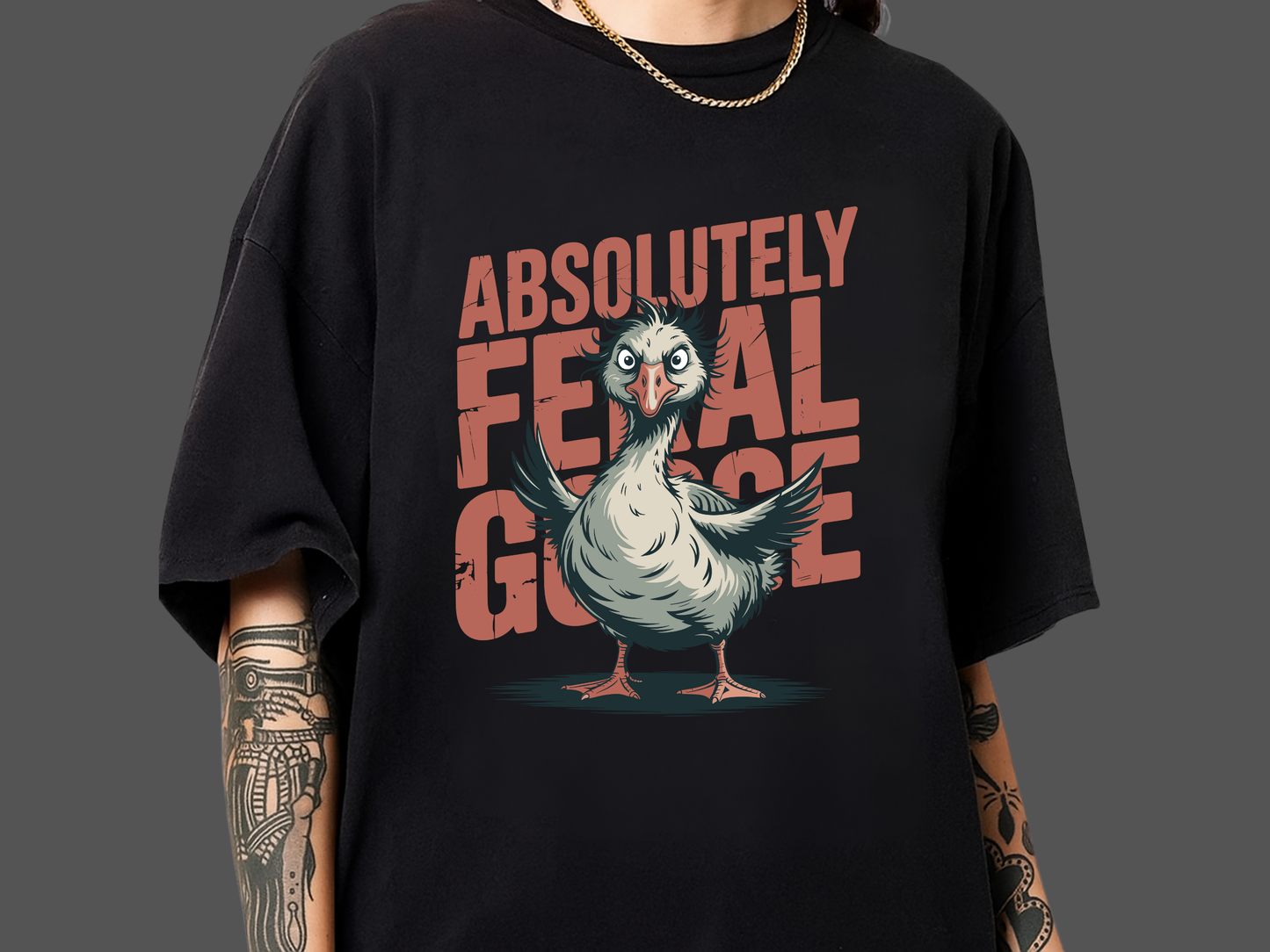 Absolutely Feral Goose T-Shirt Funny Chaotic Bird Graphic Comfort Colors 1717 Tee