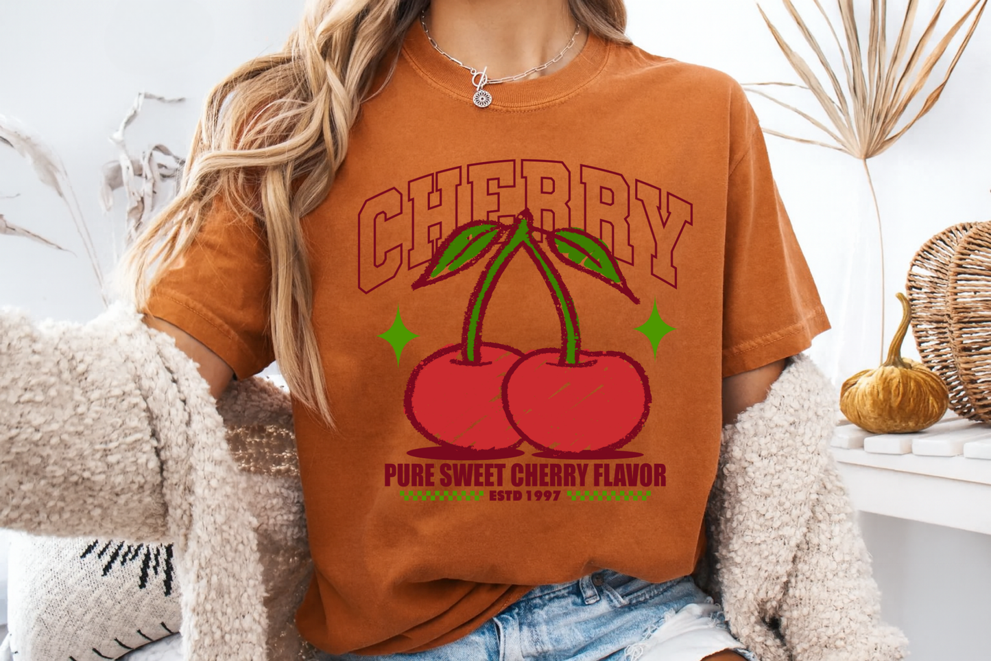 Cherry Retro T-Shirt Vintage Fruit Graphic Coquette Aesthetic Comfort Colors 1717 Tee