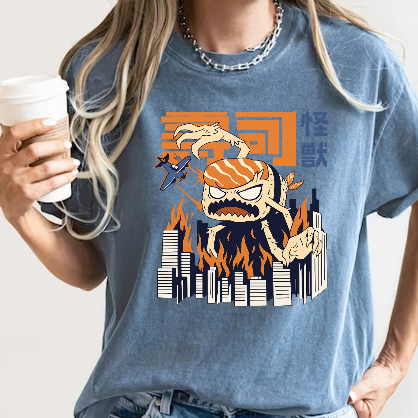 Sushi Kaiju Retro Japanese T-Shirt - Funny Anime Foodie Tee