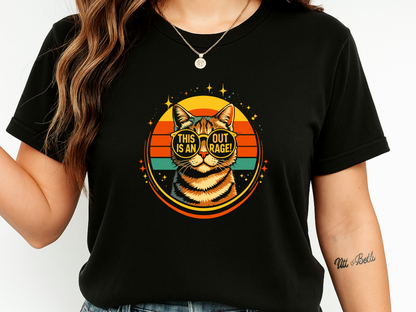 This Is An Outrage Funny Cat T-Shirt | Retro Tabby with Glasses | Comfort Colors 1717 Vintage Tee