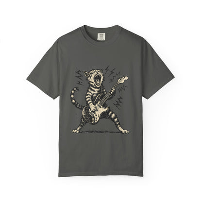 Rock Guitar Cat T-Shirt – Punk Rock Cat Graphic | Comfort Colors 1717