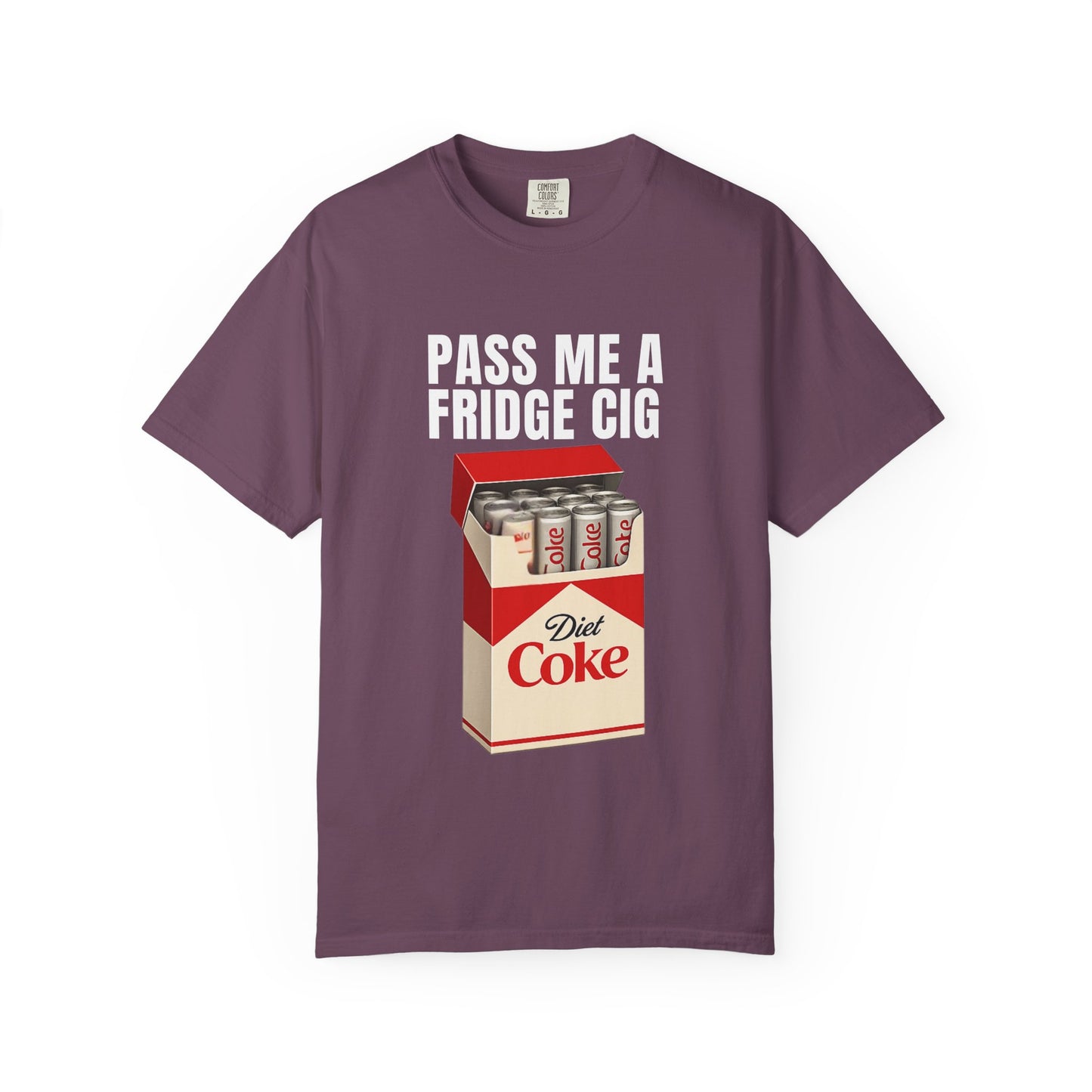 Pass Me A Fridge Cig T-Shirt | Funny Diet Coke Cigarette Pack Graphic Tee | Ironic Meme Shirt for Soda Lovers