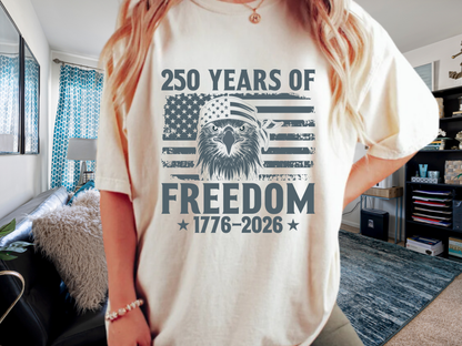 250 Years Of Freedom Tough Eagle T-Shirt | 1776-2026 Patriotic Bandana Graphic | Comfort Colors 1717 Tee