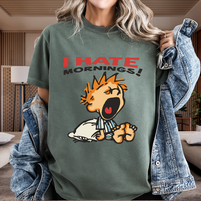 I Hate Mornings Retro Graphic Tee - Comfort Colors 1717 Shirt