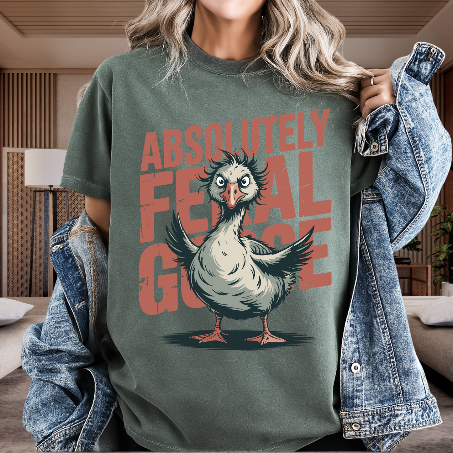 Absolutely Feral Goose T-Shirt Funny Chaotic Bird Graphic Comfort Colors 1717 Tee