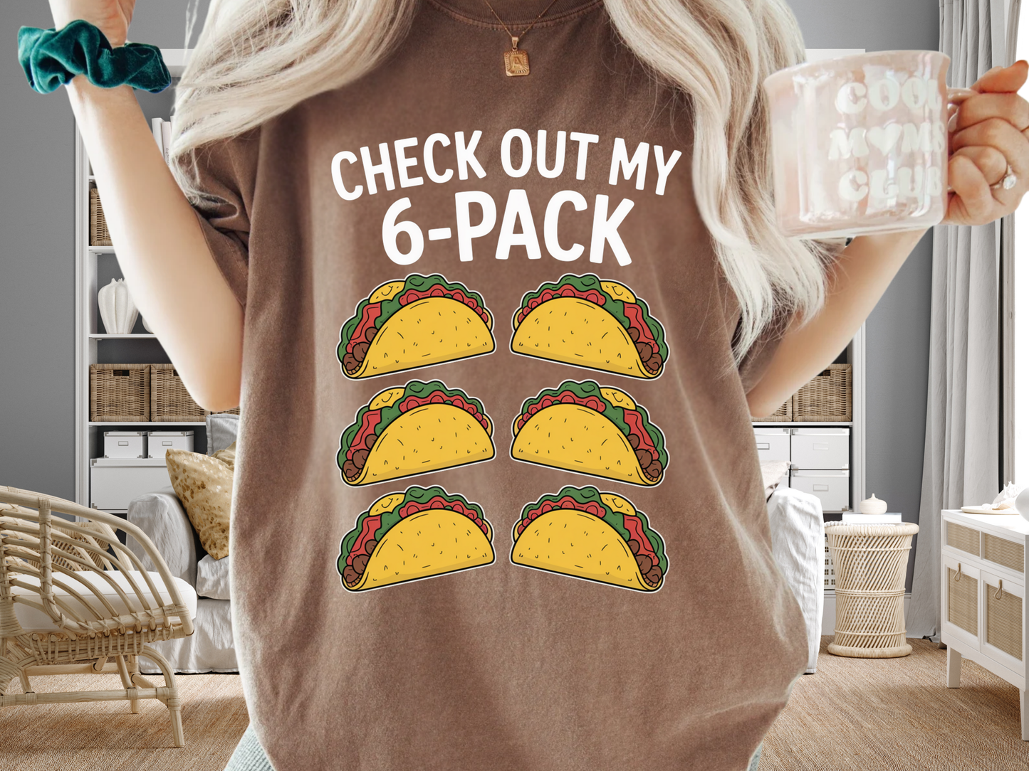 Check Out My 6-Pack Funny Taco T-Shirt Foodie Gym Humor Graphic Comfort Colors 1717 Tee