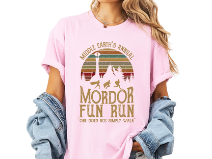 Mordor Fun Run Vintage T-Shirt - "One Does Not Simply Walk" Funny Fantasy Running Tee