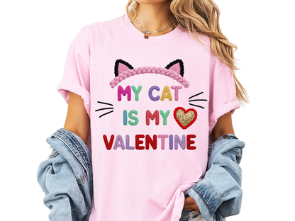 My Cat Is My Valentine Comfort Colors 1717 Crochet Style T-Shirt