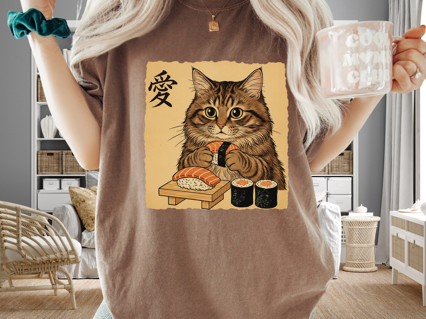 Sushi Cat Japanese Art T-Shirt Vintage Ukiyo-e Graphic Comfort Colors 1717 Tee