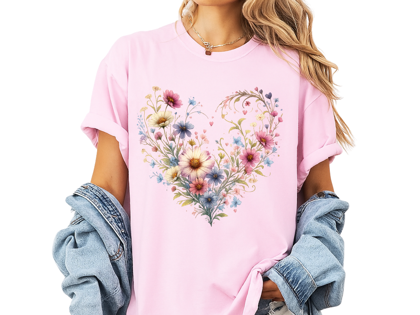 Wildflower Heart Botanical T-Shirt | Vintage Cottagecore Floral Graphic | Comfort Colors 1717 Tee