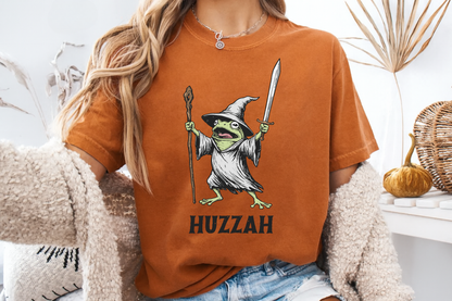 Huzzah Wizard Frog T-Shirt Vintage Fantasy Graphic Comfort Colors 1717 Heavyweight Tee