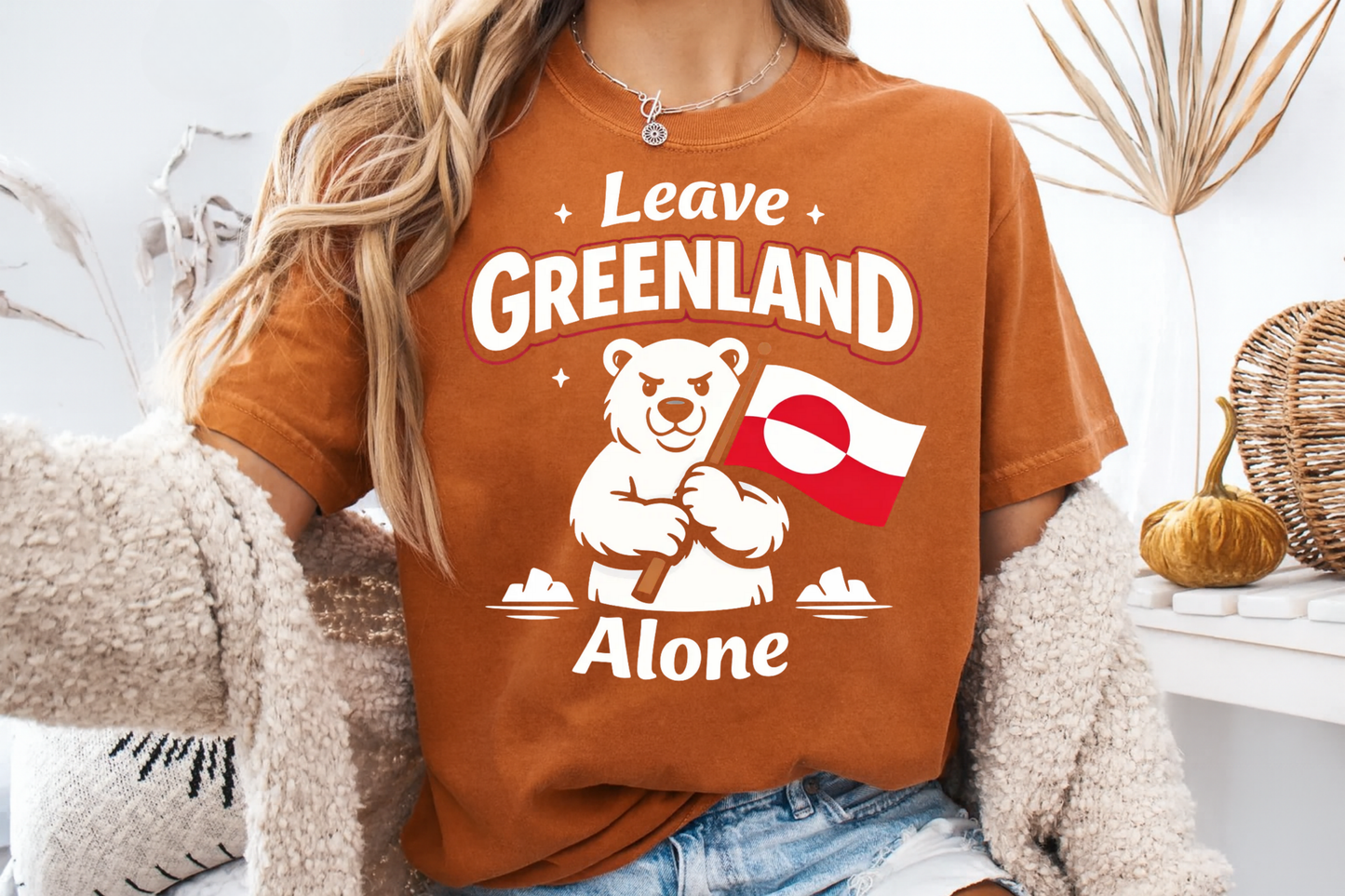 Leave Greenland Alone T-Shirt Polar Bear Flag Graphic Comfort Colors 1717 Arctic Tee