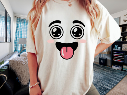 Funny Kawaii Anime Face T-Shirt | Cute Tongue Out Meme Tee | Comfort Colors® 1717
