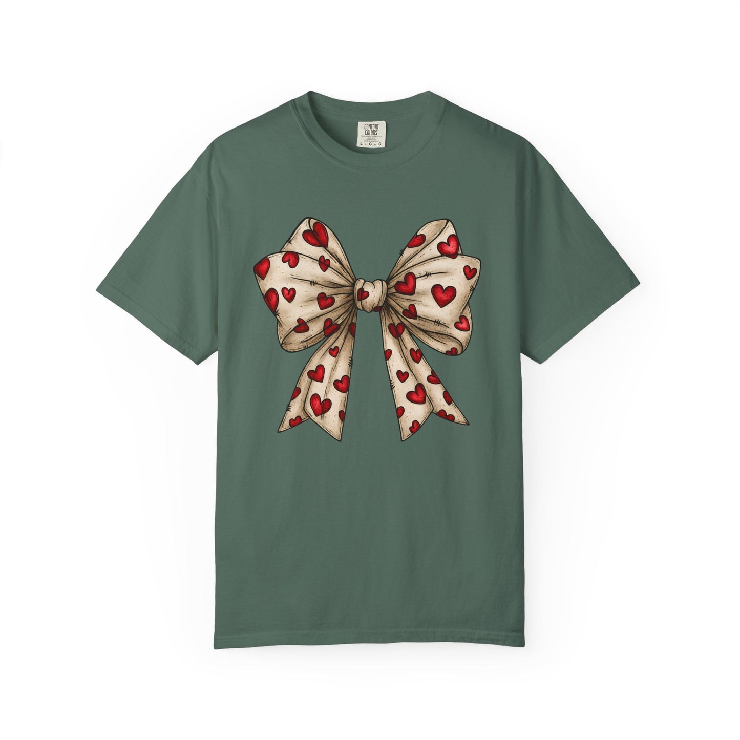 Comfort Colors® Valentine Coquette Bow Hearts Graphic T-Shirt