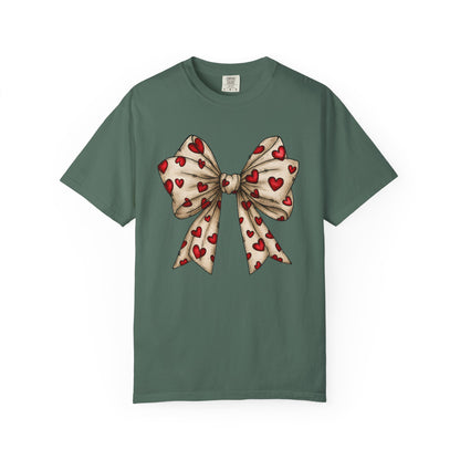 Comfort Colors® Valentine Coquette Bow Hearts Graphic T-Shirt