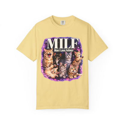 MILF Man I Love Felines T-Shirt – Funny Cat Lover Galaxy Design | Comfort Colors 1717 Unisex Tee