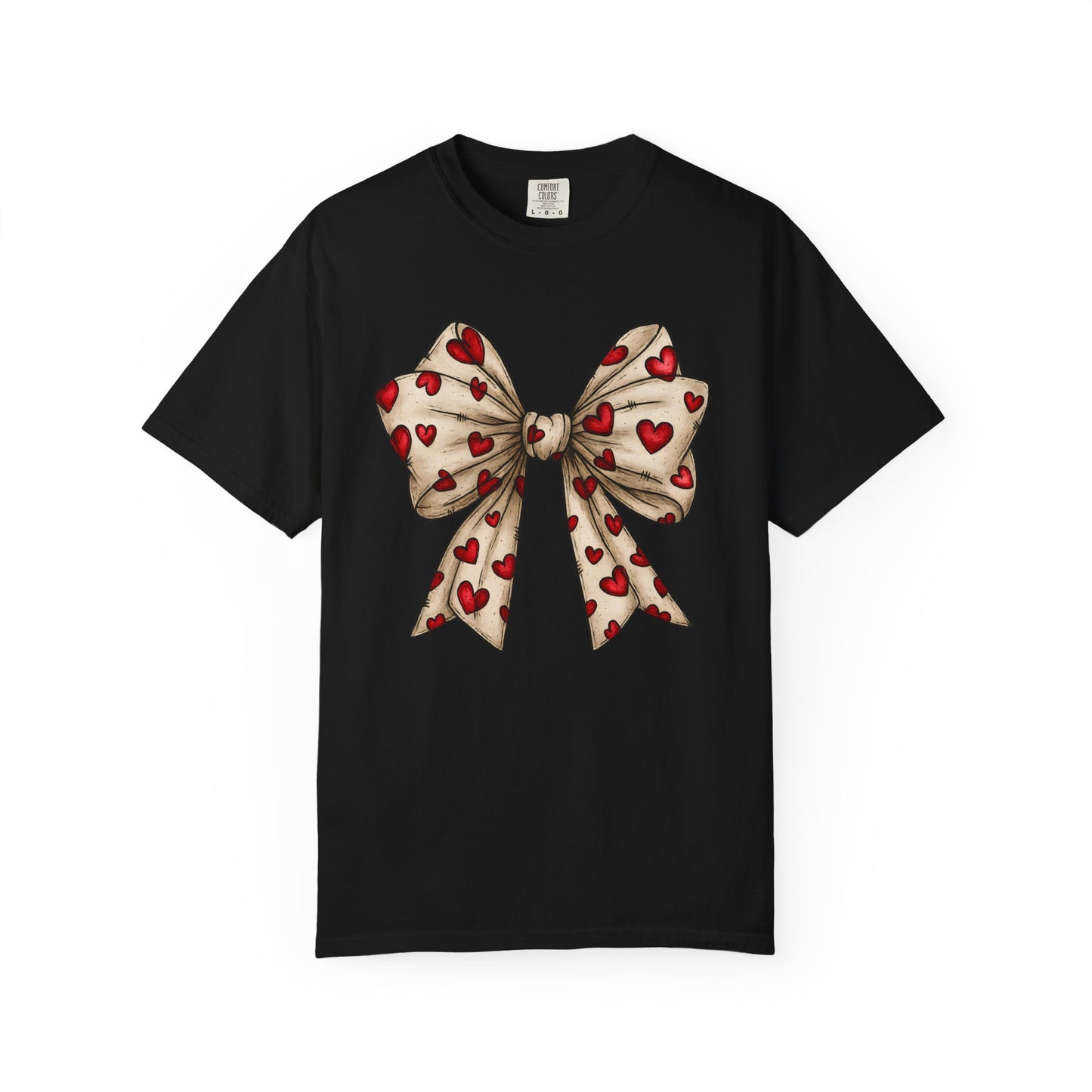 Comfort Colors® Valentine Coquette Bow Hearts Graphic T-Shirt
