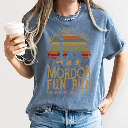 Mordor Fun Run Vintage T-Shirt - "One Does Not Simply Walk" Funny Fantasy Running Tee