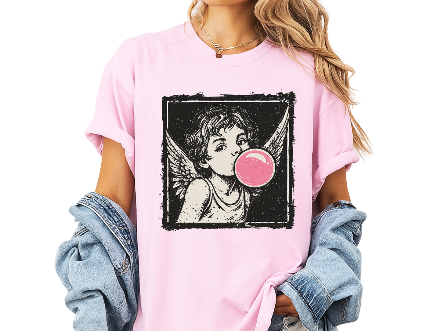 Retro 'Bubblegum Angel' Cherub T-Shirt | Grunge Coquette Aesthetic Tee | Comfort Colors® 1717