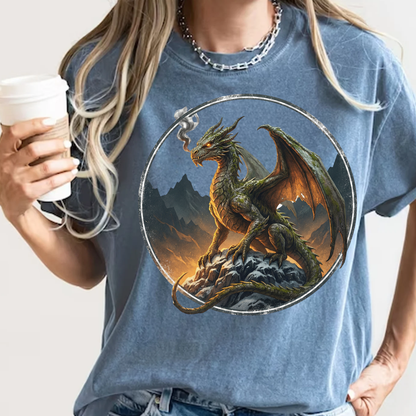 Epic Dragon Fantasy T-Shirt - Realistic RPG Graphic Tee
